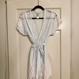In Bloom Light Blue Lace Kimono Cover-Up